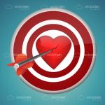 Target with Red Heart Bullseye and Arrow Going Through It